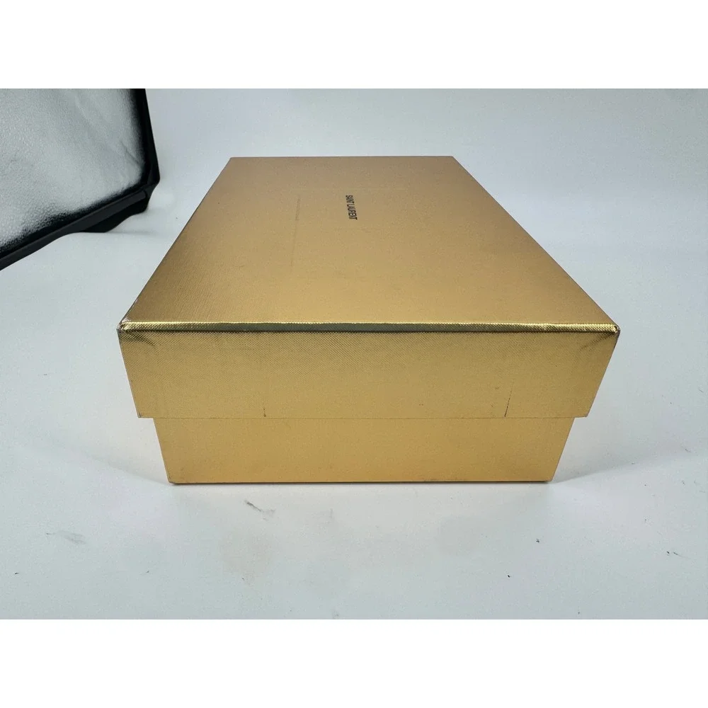 Saint Laurent Shoe Box Unisex Large Gold Metallic Textured Logo Designer Storage